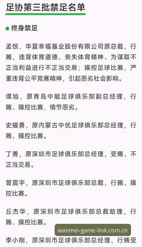 中国足协第三批禁足名单完整解读：从行业整顿看体育生态重塑指南